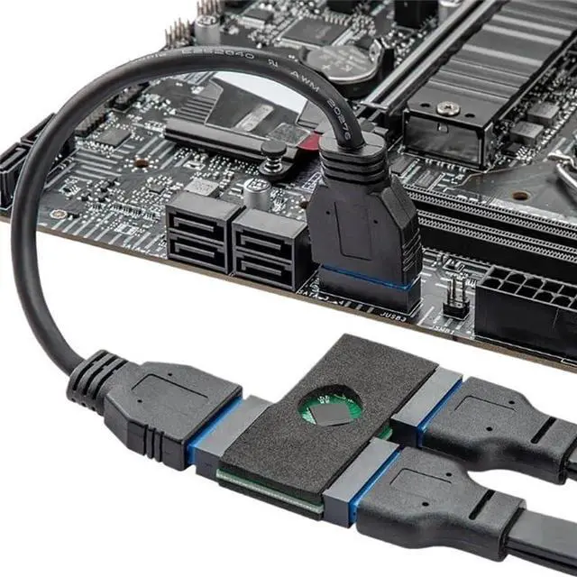 Alt view image 2 of 6 - Main Board Connecting line, Compact USB 3.0 19Pin 1 to 2 HUB with Chip Modular Design Motherboard Extension