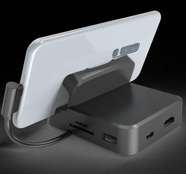 Alt view image 5 of 7 - Universal USB C Hub USB C Extension Dock Phone Stand Feature for Fast Data Transfer and Charging Efficiency