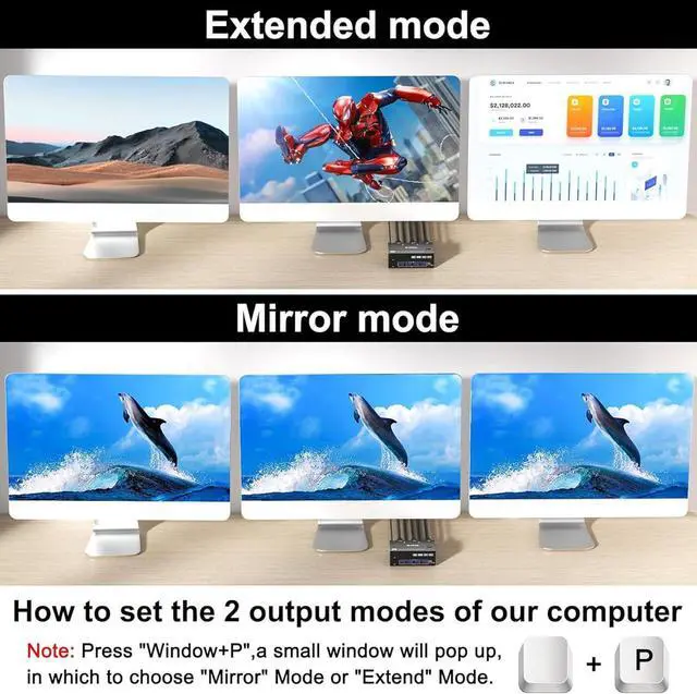 Alt view image 7 of 7 - Switcher for 3Monitors 2 DisplayPort +HDTV USB3.0 Port Supports 8K@60Hz and 4K@144Hz Displays Super Connectivities