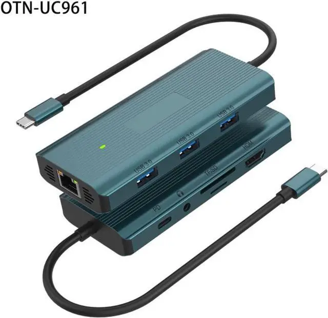 Alt view image 7 of 7 - UC961 9 in 1 USB C Hub TypeC Adapter with 1000M Ethernet 100W PD Charging 3 USB Ports 4K30Hz HDTV Card Reader