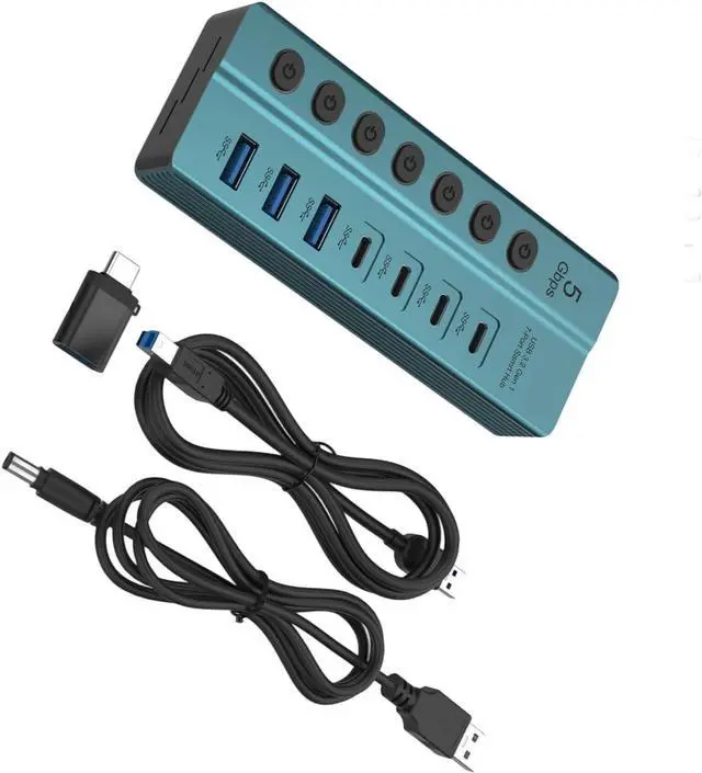 Main image of USB Splitter 7 Port Power Expander USB 3.0 Data Port Adapter USB Splitter with Individual Switch Switch for Laptop