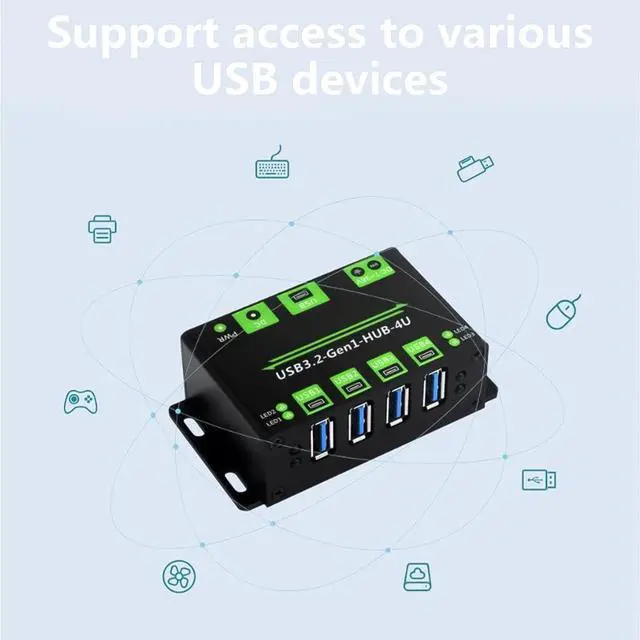 Alt view image 2 of 7 - 4-port USB 3.2 Gen1 hub with overcurrent protection for enthusiasts