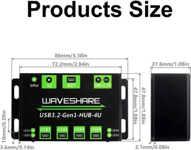 Alt view image 5 of 7 - 4-port USB 3.2 Gen1 hub with overcurrent protection for enthusiasts