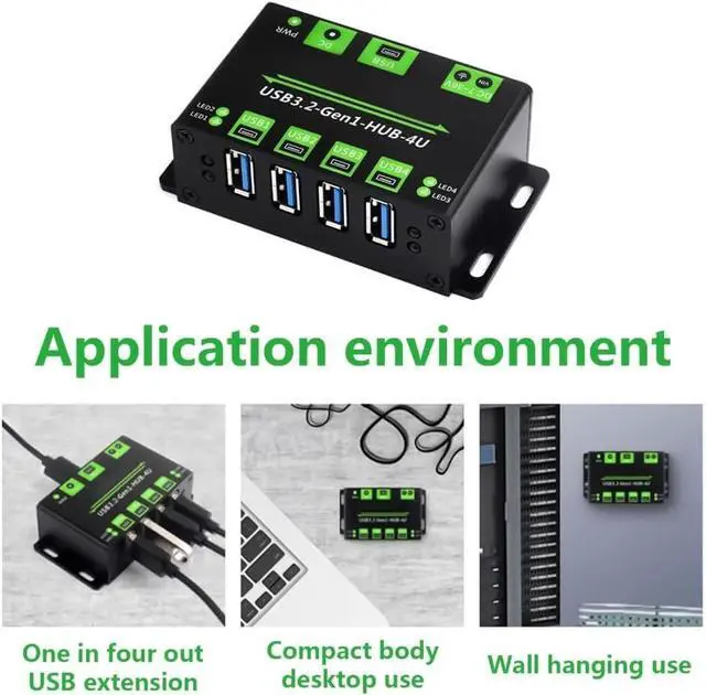 Alt view image 3 of 7 - 4-port USB 3.2 Gen1 hub with overcurrent protection for enthusiasts