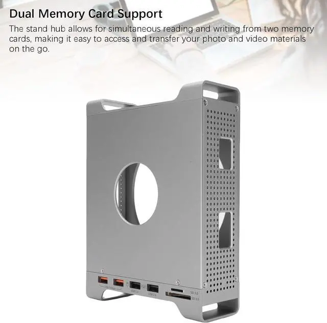 Alt view image 4 of 7 - CCYLEZ Stand Hub Fit for OS X M4 PC, 9 in 1 USB3.2 Gen2 10Gbps Fast Transfer Dock Stand, with 8TB M.2 NVMe SSD Enclosure Memory Card Reader