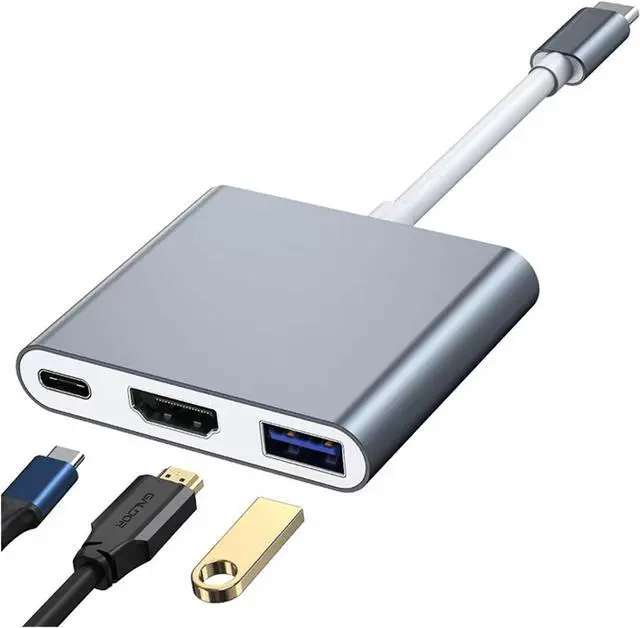 Alt view image 3 of 5 - 3 in 1 Type C 3.0 HUB with HDMI 4K Splitter USB Disk Card Reader PD Dock Type C to HD Converter Extend OTG Adapter(Gray)