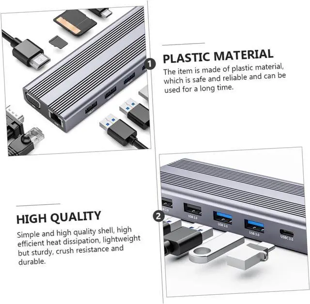 Alt view image 4 of 7 - Veemoon Type C USB Hub Multi Port USB Splitter with Card Reader Compact and Portable USB Hub