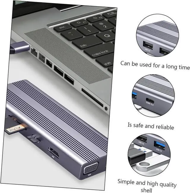 Alt view image 5 of 7 - Veemoon Type C USB Hub Multi Port USB Splitter with Card Reader Compact and Portable USB Hub