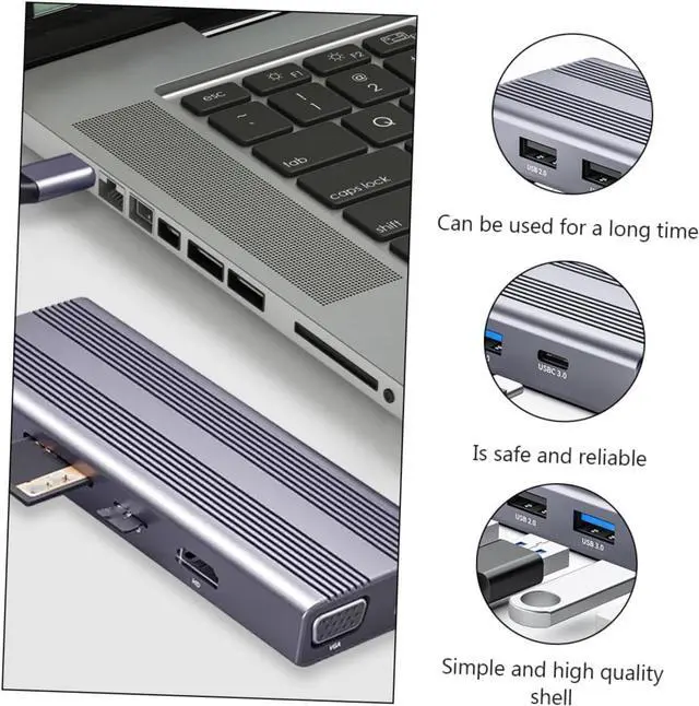 Alt view image 6 of 7 - Homoyoyo Type Adapter with USB Ports Expander for Laptop Multi USB Splitter with HD