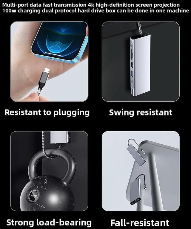 Alt view image 7 of 7 - Sanpyl USB C Hub, 8 in 1 Multiport Adapter, 4K HDMI, 100W Power Delivery, 2 USB A, Compatible with OSX, Fit for Pro Display, Cameras and AR Smart Glasses