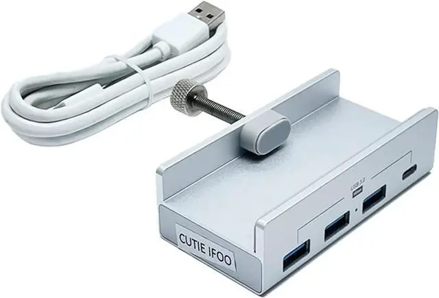 Main image of ZHANGLH 4-Port USB Hub Clamp with 3 USB 3.0 Ports and 1 Type/C Port Adapter for Monitors, Desks