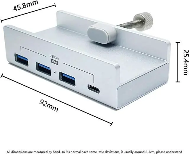 Alt view image 4 of 4 - ZHANGLH 4-Port USB Hub Clamp with 3 USB 3.0 Ports and 1 Type/C Port Adapter for Monitors, Desks