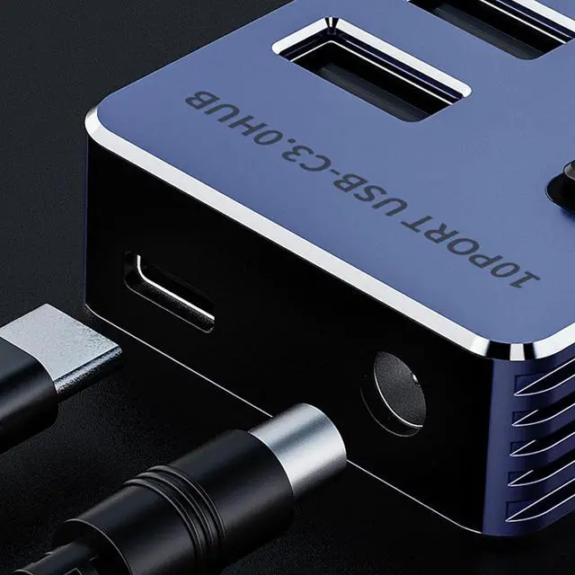 Alt view image 6 of 7 - Aluminum USB3.0 Splitter 4/7/10 Port USB Adapter Fast Speed Data Transfer And Charging With Independently Switches USB Adapter For Gaming Consoles