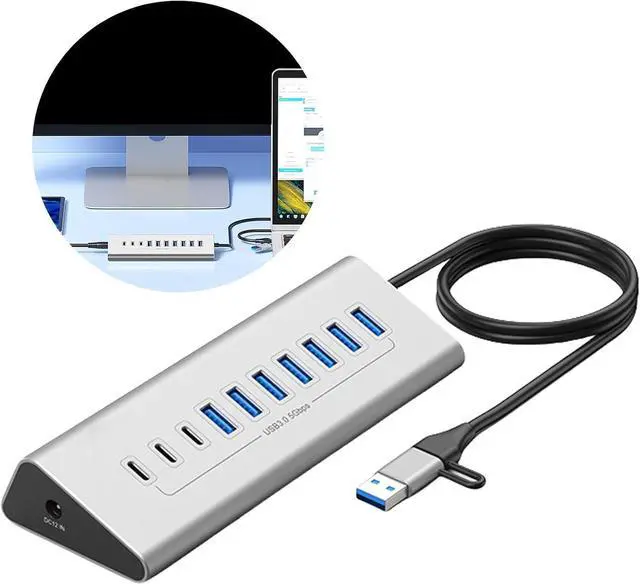 Alt view image 2 of 7 - Type C Hubs USB Hubs 7/10 Port USB3.0 Splitter USB Hubs Adapter Expansion Docking Station Adapter for PC/Phone/Laptop