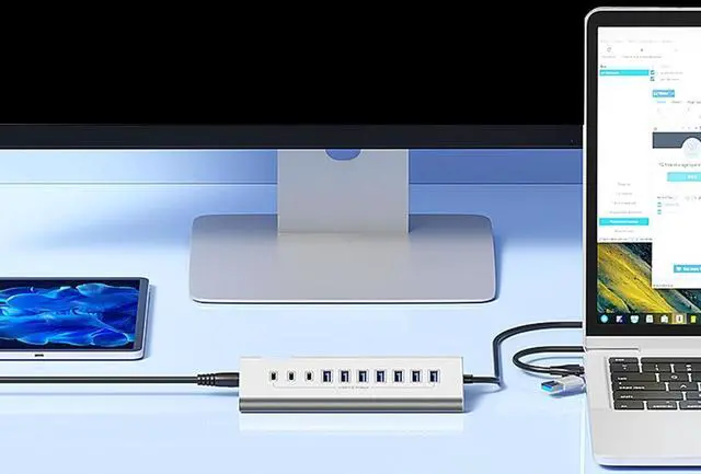 Alt view image 5 of 7 - Type C Hubs USB Hubs 7/10 Port USB3.0 Splitter USB Hubs Adapter Expansion Docking Station Adapter for PC/Phone/Laptop