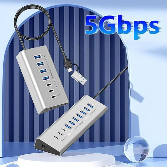 Alt view image 7 of 7 - Type C Hubs USB Hubs 7/10 Port USB3.0 Splitter USB Hubs Adapter Expansion Docking Station Adapter for PC/Phone/Laptop