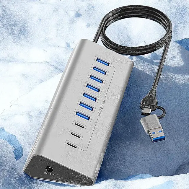 Alt view image 6 of 7 - 7/10 Ports USB 3.0 Type C Hub Aluminum Socket Hub USB Splitter 7/10 Port Fast Data Transmission for Laptop Accessories