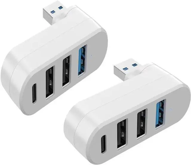 Main image of 4 in 1 [90°/ 180° Degree Rotation] USB 3.0 Hub, Multi-Port Adapter with 3 USB Ports and 1 USB C Power and Data Port, USB 3.0 Hub Compatible with Laptop/Table/Cellphone/Keyboard/Printer/MacBook