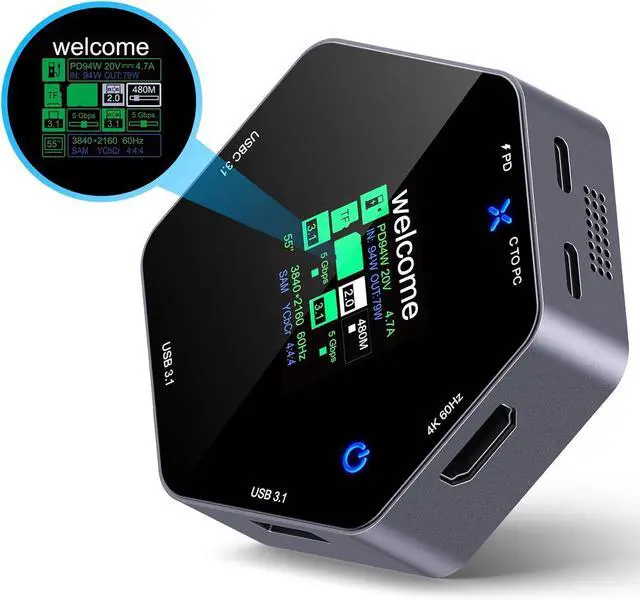 Alt view image 6 of 7 - ZIRANU USB Hubs Docking Station Type C Display 4K 60 HDTV 8Port Multiport Hubs Splitter Charging USB Extender