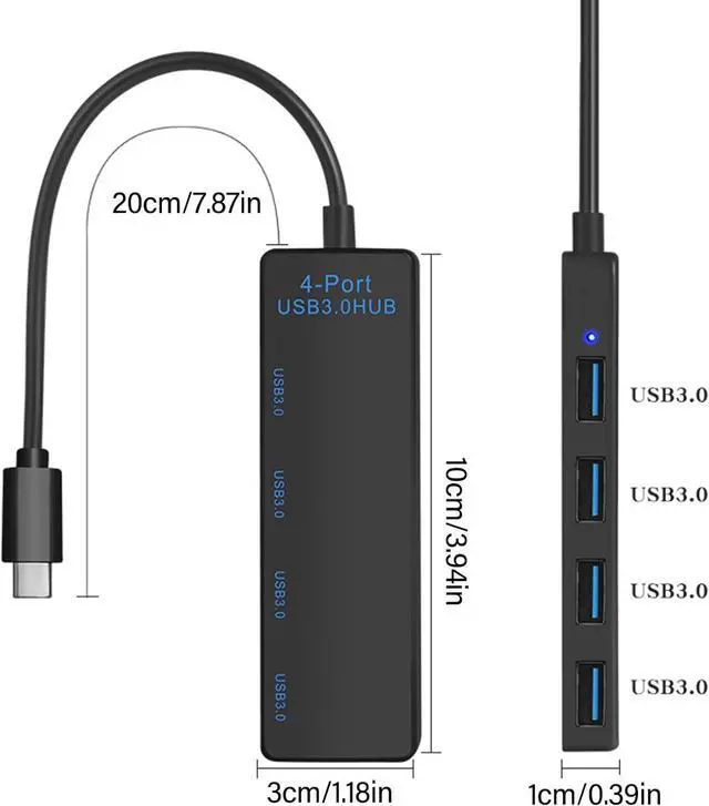 Alt view image 5 of 7 - Mllepjdh Type C To 4 Port USB3.0 Splitter Hubs For Connection Of Peripherals To Laptops Desktops And TVs