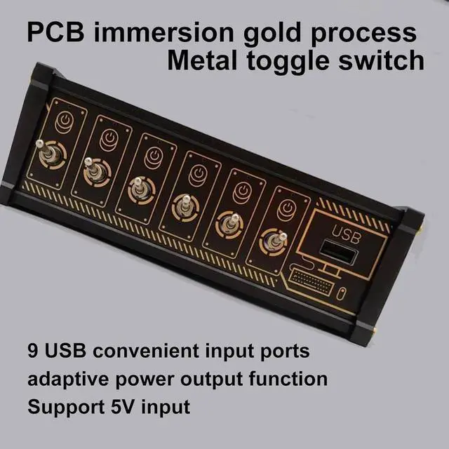 Alt view image 4 of 7 - 6 Port USB Switcher, Retro USB Docking Station with 6 LED Status Indicators and 9 USB Convenient Input Ports, Share USB Devices & Data Transmission, for Phones, Tablets