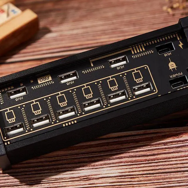 Alt view image 7 of 7 - 6 Port USB Switcher, Retro USB Docking Station with 6 LED Status Indicators and 9 USB Convenient Input Ports, Share USB Devices & Data Transmission, for Phones, Tablets