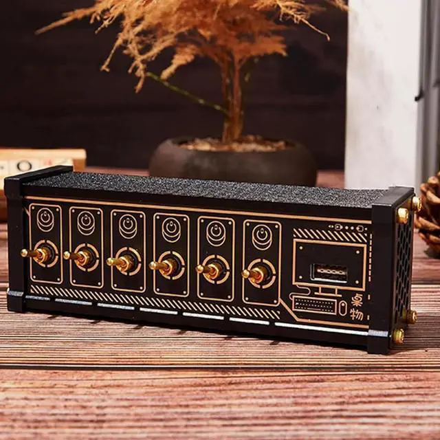 Main image of 6 Port USB Switcher, Retro USB Docking Station with 6 LED Status Indicators and 9 USB Convenient Input Ports, Share USB Devices & Data Transmission, for Phones, Tablets