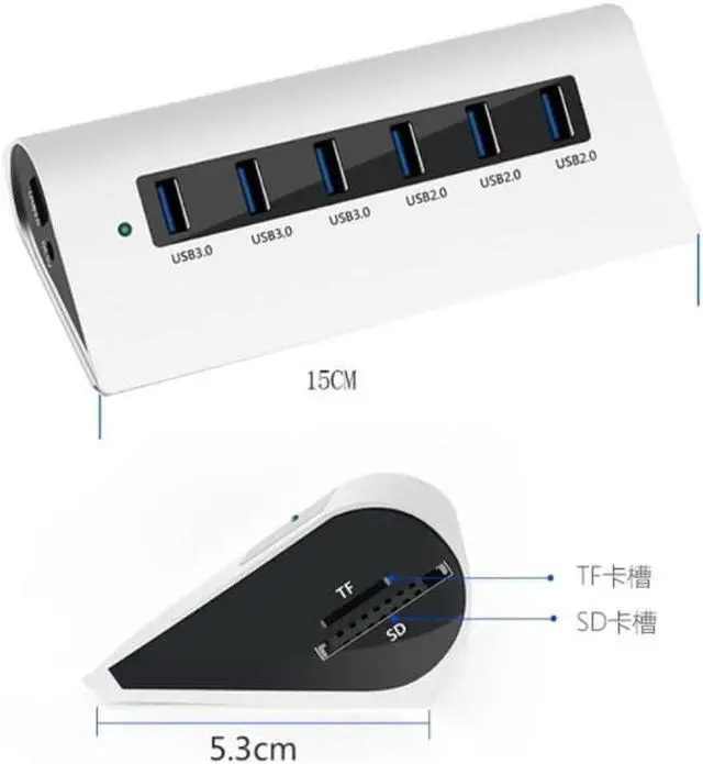 Alt view image 2 of 6 - Hub Multiple Expander High Speed ??Separator Card Reader with Combo Supply Adapter for Laptop (OneColor 1)