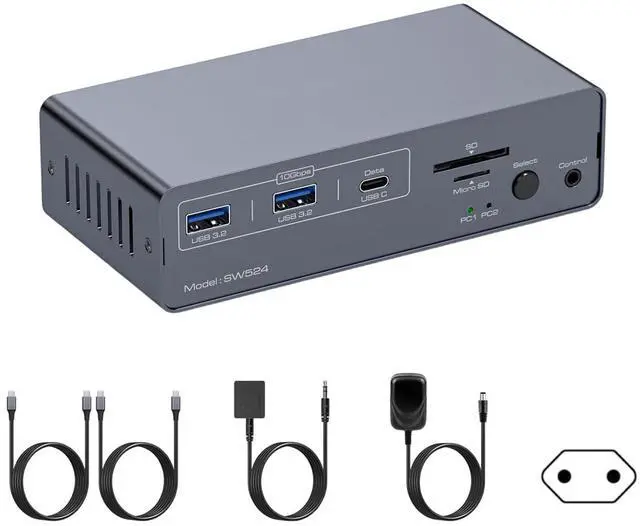 Alt view image 7 of 7 - Montesy USB C KVM Docking Station KVM Switcher For Double Monitor 4K60Hz Video With USB 3.2 10Gbps And Gigabit Ethernet