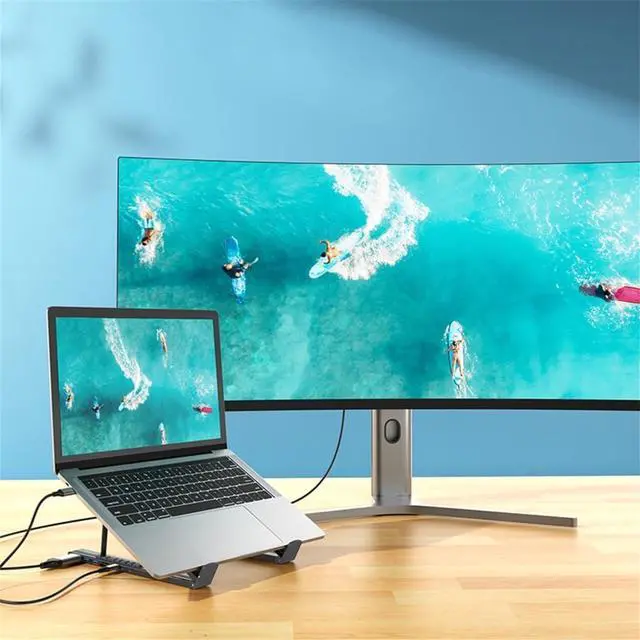 Alt view image 6 of 7 - ESTCNK Type C Hubs Adapter with 4K, USB3.0, and Type C PD100W Charging SDTF Card Reader for Office, School, and Home Use