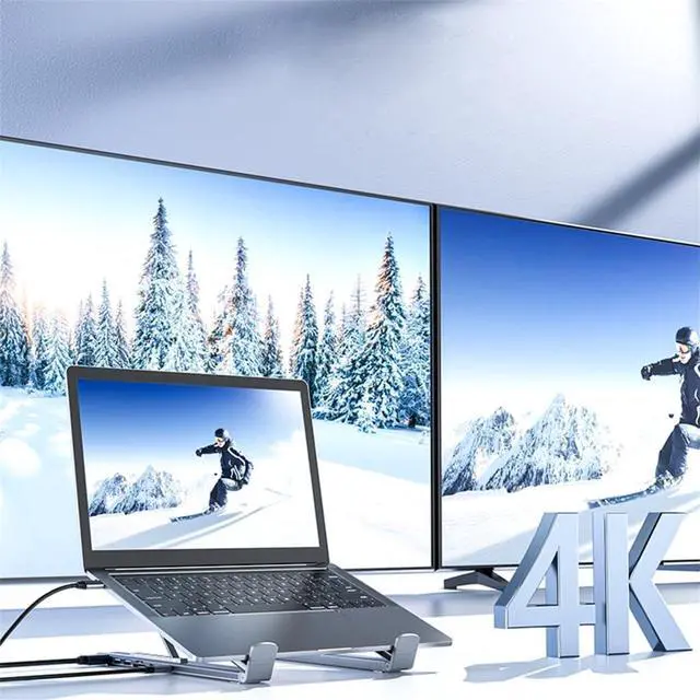 Alt view image 7 of 7 - ESTCNK Type C Hubs Adapter with 4K, USB3.0, and Type C PD100W Charging SDTF Card Reader for Office, School, and Home Use