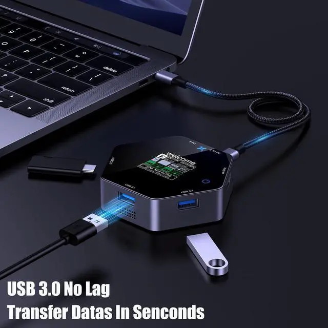 Alt view image 4 of 7 - ZIRANU USB Hubs Docking Station Type C Display 4K 60 HDTV 8Port Multiport Hubs Splitter Charging USB Extender