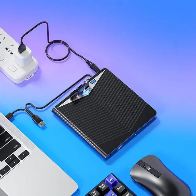 Alt view image 7 of 7 - Obotsnoi 7 Port External Disc Drive Reader USB3.0 Type C HUB Stable Performances For Desktop Laptop PC Card Reader And Disc Writer