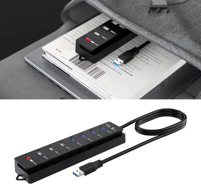 Alt view image 2 of 7 - STBQHG 8 Ports USB 3.0 2.0 Hubs Multi Port USB Hubs with Single Switches, Light Multiple USB Ports USB Adapter USB Extender