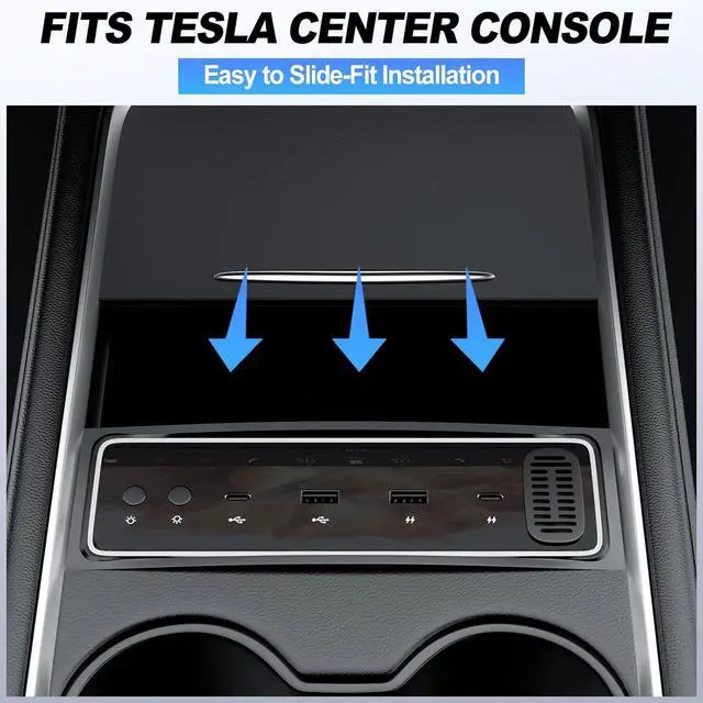 Alt view image 7 of 7 - Tesla USB Hub for 2021 2022 2023 Tesla Model 3/Y, USB Charger Hub with Ambient Lamp and Aroma Box, USB Hub Docking Station with 4-Ports 27W Fast Charger, Gifts for Tesla Owners (Not Fit M3 Highland)