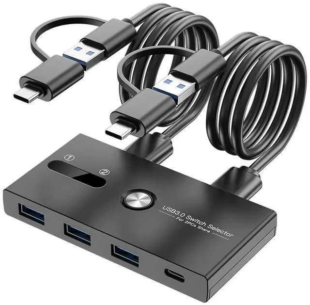 Main image of USB C And USB3.0 KVM Switcher 4 Port USB Switcher Sharing Keyboard And Printer Scanners Hard Disks