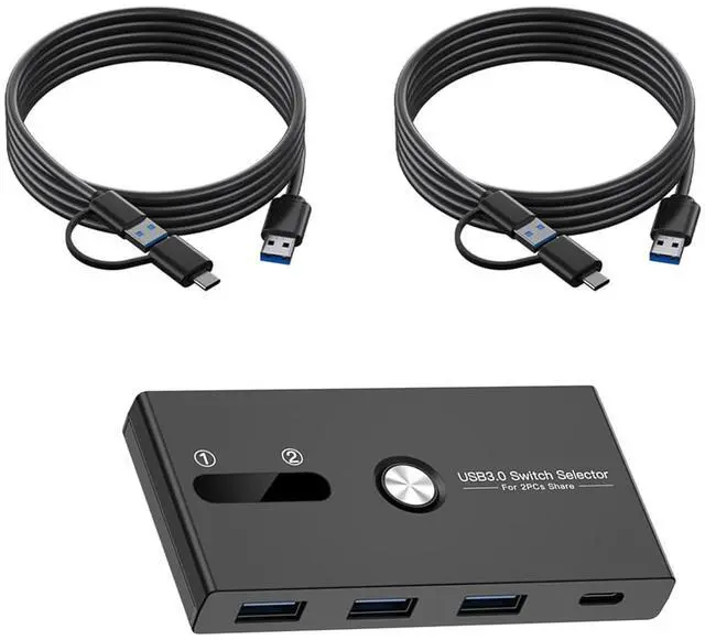 Alt view image 7 of 7 - USB C And USB3.0 KVM Switcher 4 Port USB Switcher Sharing Keyboard And Printer Scanners Hard Disks