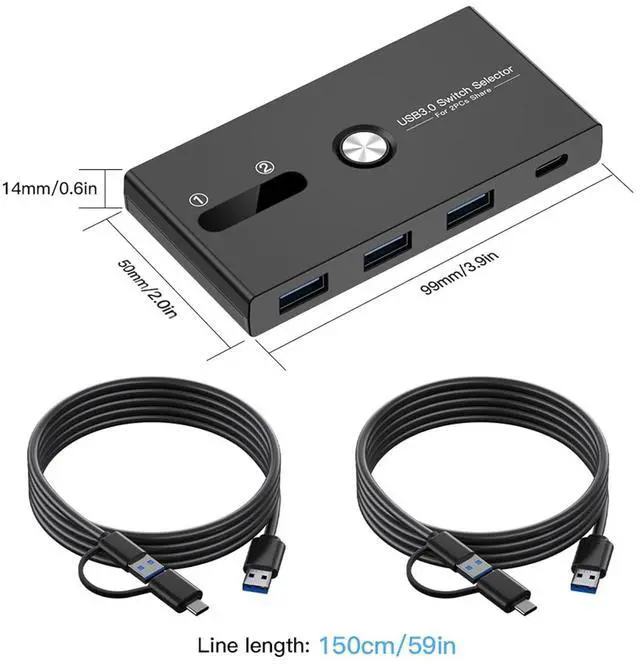 Alt view image 5 of 7 - USB C And USB3.0 KVM Switcher 4 Port USB Switcher Sharing Keyboard And Printer Scanners Hard Disks
