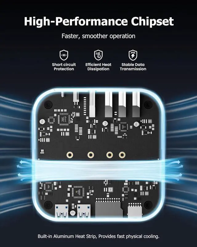 Alt view image 4 of 7 - BAOZEE Mac mini Dock with NVMe SSD Enclosure, USB-C Hub for Mac mini M4/M4 Pro with 2X USB-A 10Gbps, 3X USB-A 5Gbps, HDMI, DP, SD/TF Card Reader  Magnetic Cover, Up to 8TB SSD Support