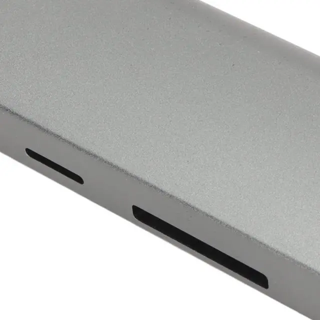 Alt view image 3 of 7 - 8 in 1 USB C Hub: 4K, 3 USB3.0 Ports, 100W PD Charging, USB C Data Port, Storage Memory Card Readers Grey Aluminum Alloy