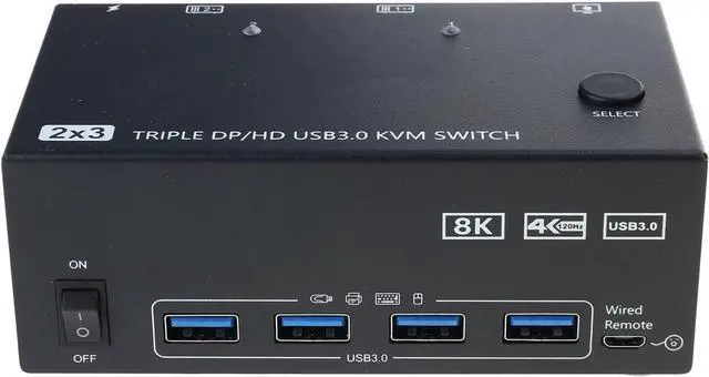 Alt view image 3 of 7 - Switcher for 3Monitors 2 DisplayPort +HDTV USB3.0 Port Supports 8K@60Hz and 4K@144Hz Displays Super Connectivities