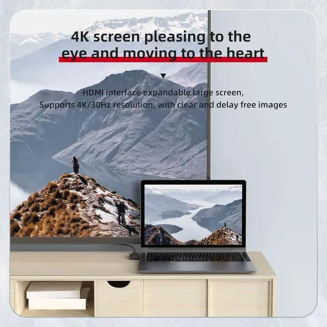 Alt view image 2 of 7 - Mllepjdh USB C To HDTV Adapter With 4K Video Output PD100W Charging USB3.0 5Gbps Data Transfer For Wide Connectivities