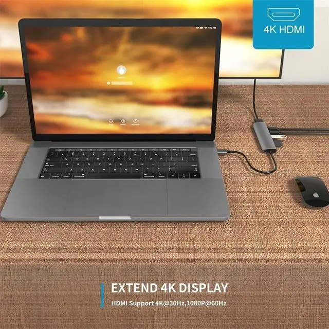 Alt view image 5 of 6 - MVUYO 3.1 Type-C Hub to Adapter 4K Thunderbolt 3 C Hub with Hub 3.0 TF SD Reader Slot(C)