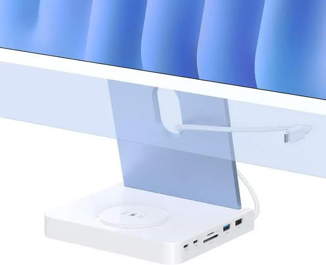 Alt view image 5 of 7 - USB C Hub for iMac 24-inch 2021/2023/2024, 10Gbps USB-C*2 & USB-A, SD/TF Reader, 15W Wireless Charge, Accessory Adaptor for iMac M1 M2 M4