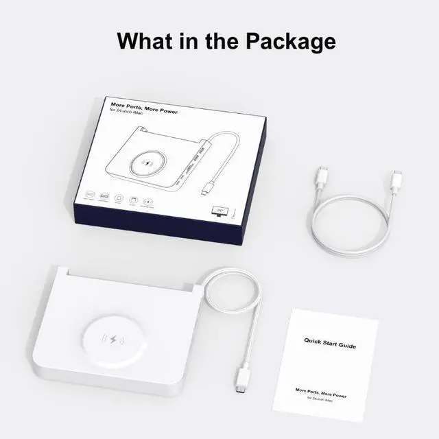 Alt view image 6 of 7 - USB C Hub for iMac 24-inch 2021/2023/2024, 10Gbps USB-C*2 & USB-A, SD/TF Reader, 15W Wireless Charge, Accessory Adaptor for iMac M1 M2 M4