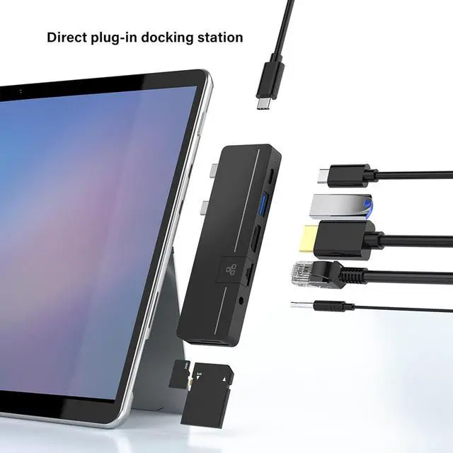 Alt view image 6 of 7 - Multiple Ports USB C Hub Adapter for Pro9 4K Video Output Charging Card Reader Aluminum Construction