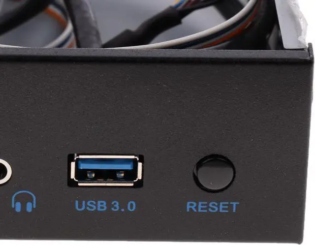 Alt view image 4 of 5 - USB 3.0 Front Panel Hub 2 Port Expansion Bay Bracket with HD-Audio and Power Button for Desktop PC