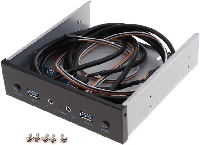 Alt view image 5 of 5 - USB 3.0 Front Panel Hub 2 Port Expansion Bay Bracket with HD-Audio and Power Button for Desktop PC