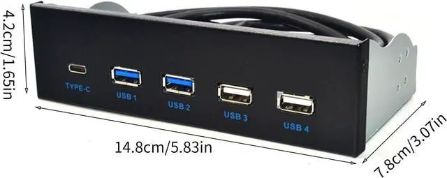 Alt view image 7 of 7 - Vdaxvme 5.25" USB 3.1 Front Panel USB Hubs 2Ports USB3.0 + 2Ports USB2.0 + 1Port TypeC with Connectors for Desktop