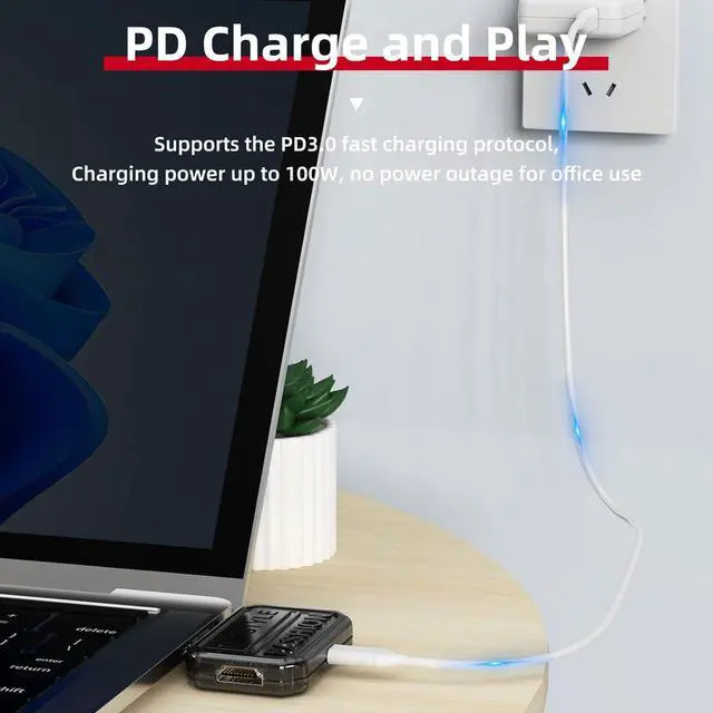 Alt view image 3 of 7 - Mllepjdh USB C To HDTV Adapter With 4K Video Output PD100W Charging USB3.0 5Gbps Data Transfer For Wide Connectivities